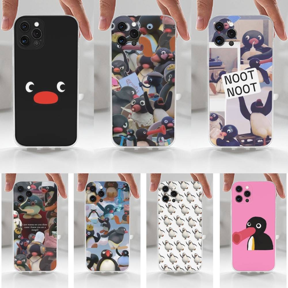 Cartoon Pingu Penguin Phone Case For iPhone,14,13,XR,SE,12,15,Pro,Max,Plus,11,17,16,X,XS,Mini Transparent Soft Cover