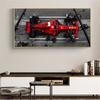 Red Racing Car Posters Canvas Print Racing Car Gift Wall Art F1 Wall Room Decor Running Car Changing Tires On The Field Painting