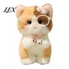 Plushie Gift for Girls Cute Plush Kitten Pendant with Glasses And Tie, Soft Stuffed Animal Toy Accessory Keychain Backpacks Keys, Decorative