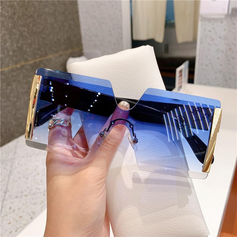Модные Новые Женские Солнцезащитные Очки Оверсайз Без Оправы Винтажные Градиентные Чайные Крутые Солнцезащитные Очки Женские Ультрафиолетово-защитные