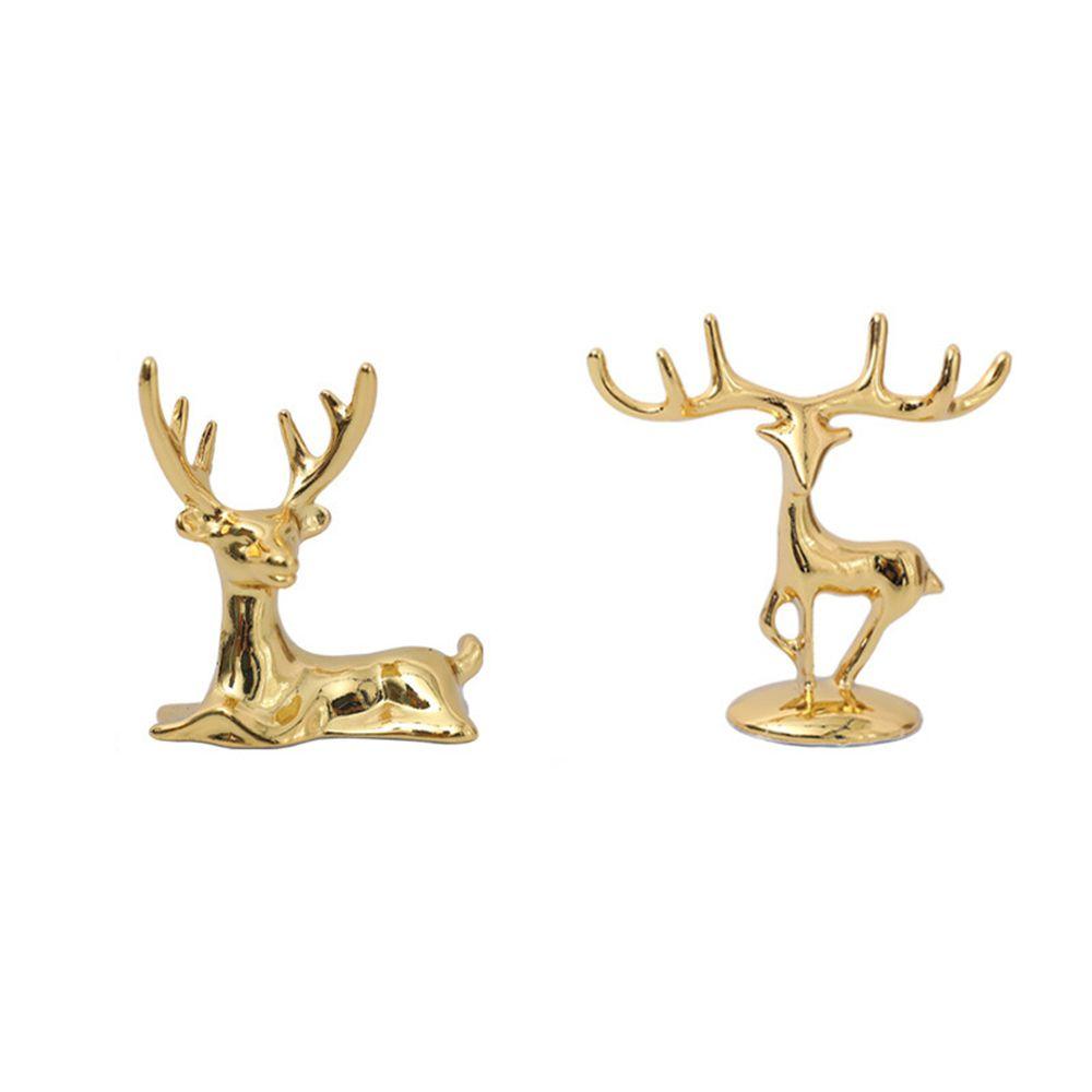 1 пара Статуэтки Лося Оленя Нордическое Украшение Художественная Фигурка Винтажное Золотое Рукоделие Настольное Украшение Фото Реквизит Домашний Подарок