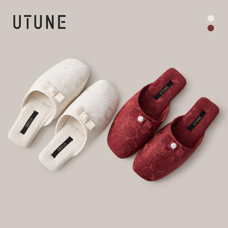 Новые женские домашние тапочки в китайском стиле - нескользящая подошва, шелковая вышивка, высококачественная ткань.