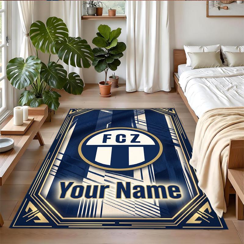 Crystal Velvet Rug Custom Name Text, Soft Non Slip Floor Mat Home DecorFC Zürich