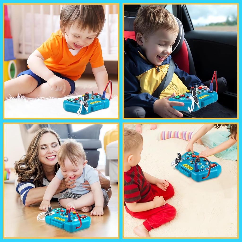 Toddler LED Busy Board, Montessori Sensory Toy 3+, Light Switches Preschool Learning Travel Toy for Boys Girls Birthday Gift