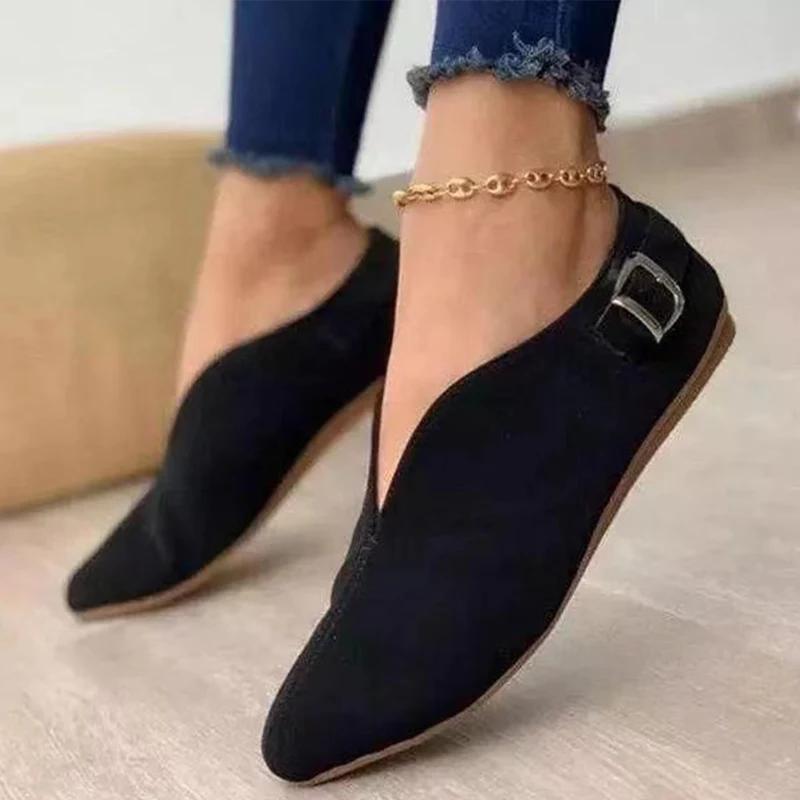 Fashion Women Loafers Retro Pointed Toe Suede Flat Shoes Summer Slip On Casual Shoes Female Feetwear Zapatos De Mujer Plus Size 35-43