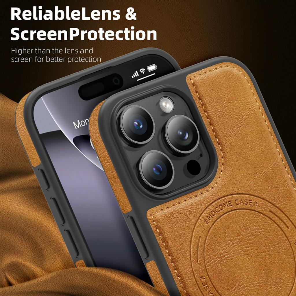 For iPhone 16 Pro Max Case Compatible with MagSafe Leather Back Phone Cover