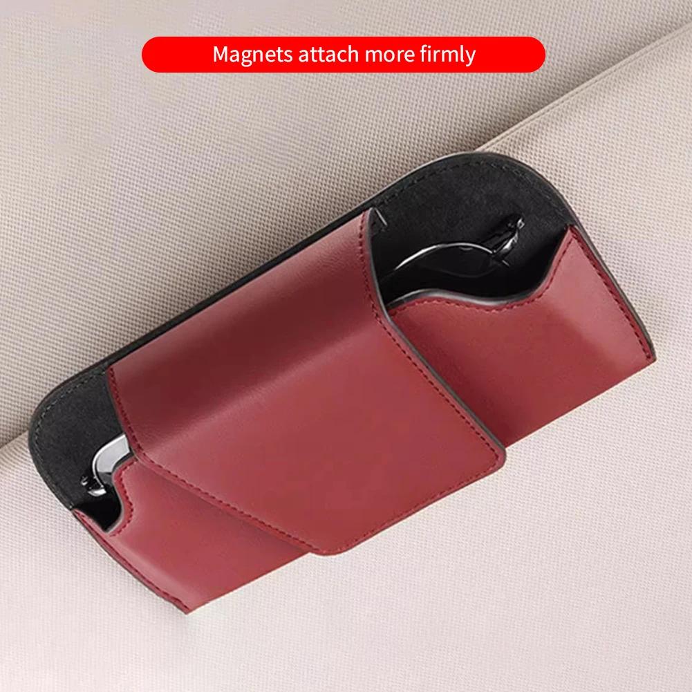 Чехол для автомобильных очков, авто солнцезащитный козырек, кожаный держатель для очков, зажим для солнцезащитных очков, держатель для карт, держатель для билетов, многофункциональное хранение в салоне автомобиля