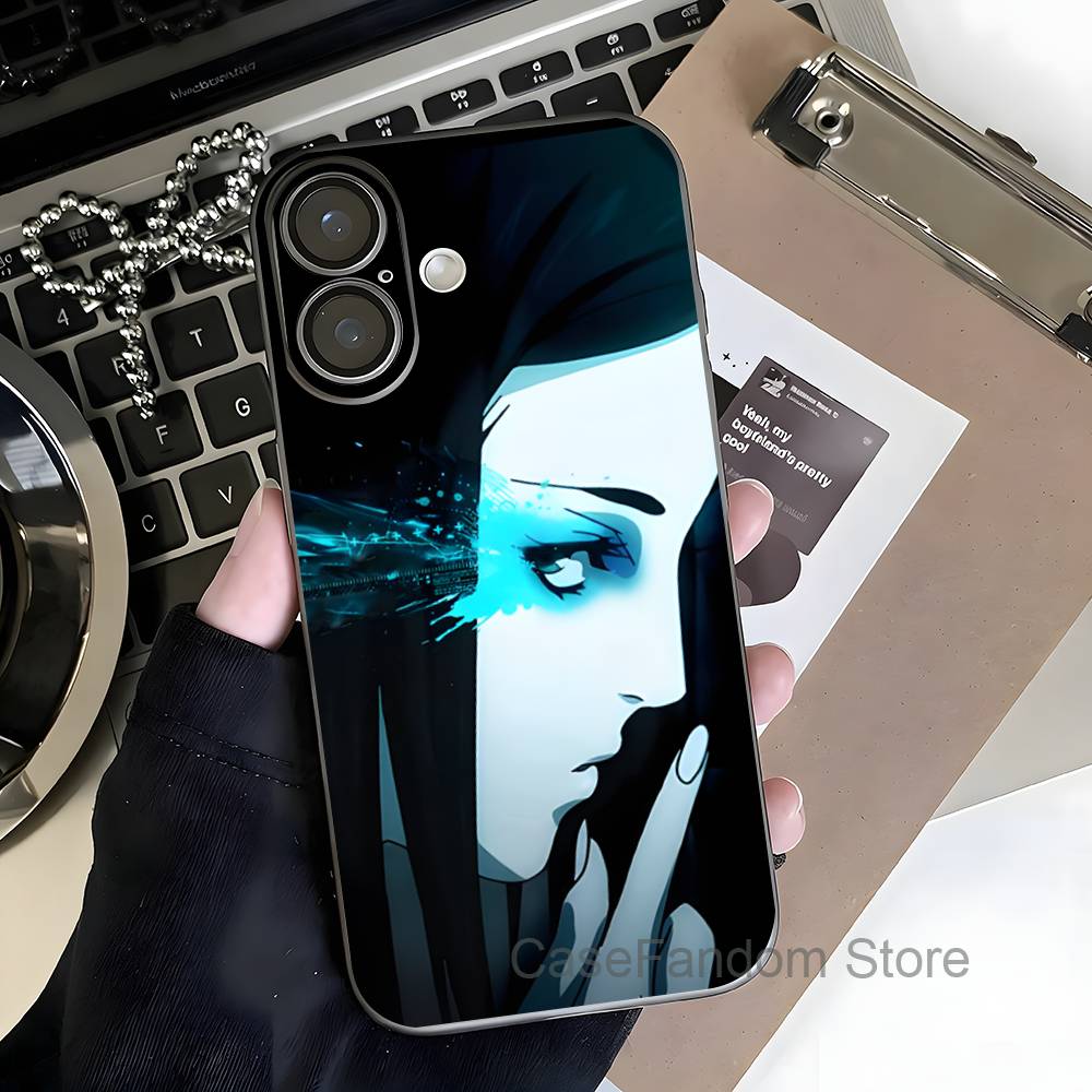 Аниме E-ergo P-Proxy Для iPhone 17,16,15,14,13,12,11,Pro,Max,Plus Прозрачный серый Чехол для телефона Магнитная беспроводная зарядка