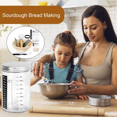 Стартовый набор для закваски с льняным вкладышем Крышка Лента для маркировки температуры Скребок Щетка для очистки Лопатка Лезвия миксера Скребок Стеклянная банка для выпечки хлеба