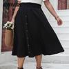 Plus Size Button High Waist Half-body Skirt Summer Loose Big Swing Skirt Temperament Elegant Skirt EMA