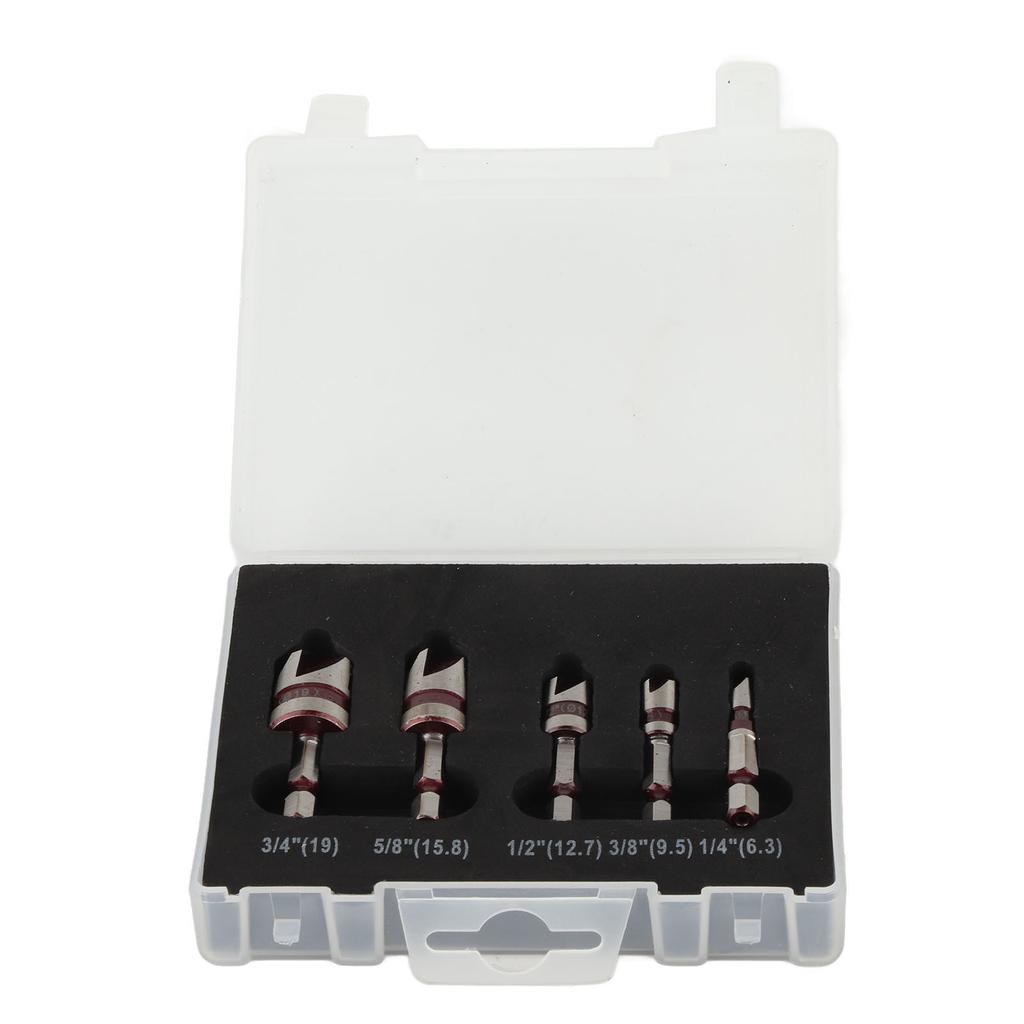 5PCS Countersink Drill Bits 82 Degree 5 Flute Hex Shank Drill Bit Set High Speed Steel Wood Punch