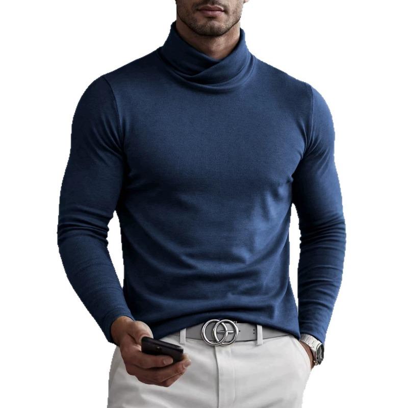 Men S Solid Color Long Sleeve High Neck Base Layer Top
