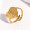 Stainless Steel Pleated Heart Open Ring for Women Men Simple Vintage Geometric Finger Ring Casual Versatile Couple Jewelry Gift