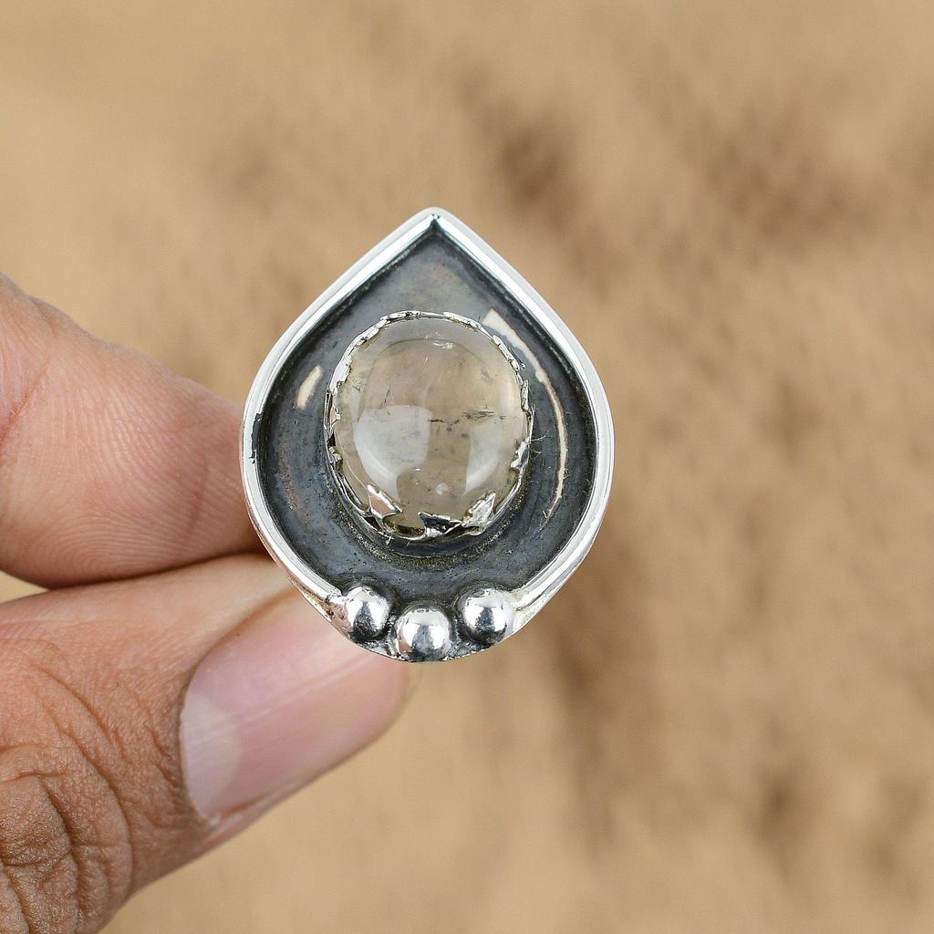 Natural Golden Rutile Gemstone Multi Stone Adjustable Ring 925 Silver For Girls