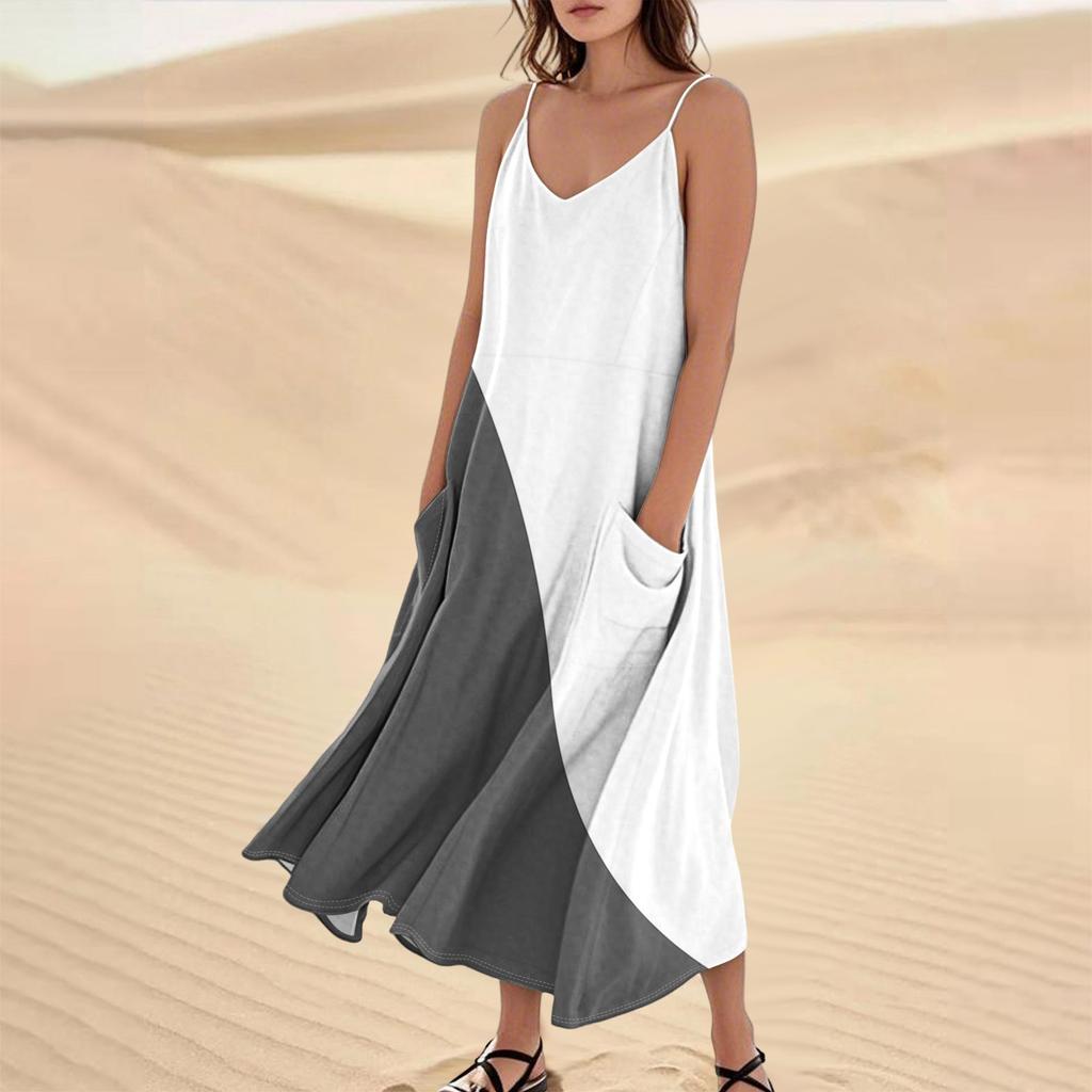 Женское летнее платье, повседневные свободные длинные пляжные платья для отдыха