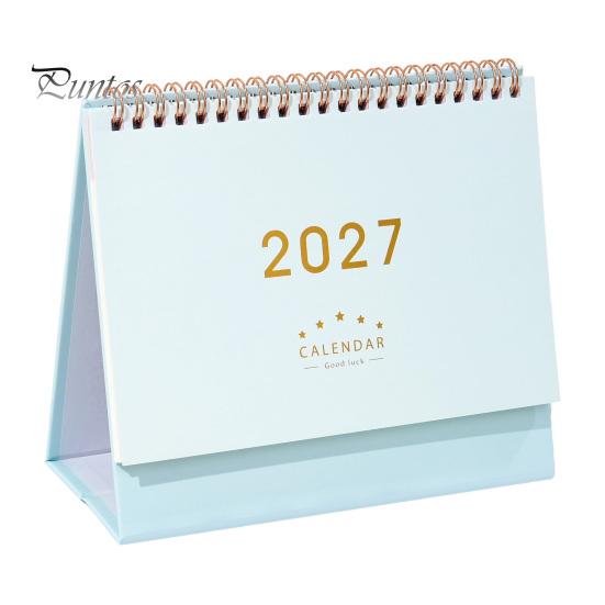 Academic Year Calendar 2027 Desk Calendar, Standing Flip Desktop Minimalist Gold Foil Cover Daily Agenda Monthly Planner, Thick Paper for Note Taking,