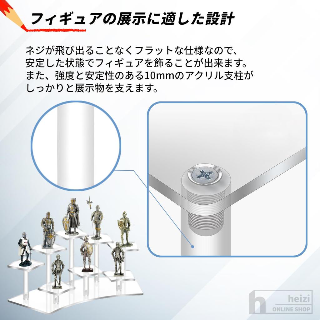 Heizi Figure Collection Figure Display Case with Fixing Tape Case, Case, Shelf, (10 Figures, Clear)