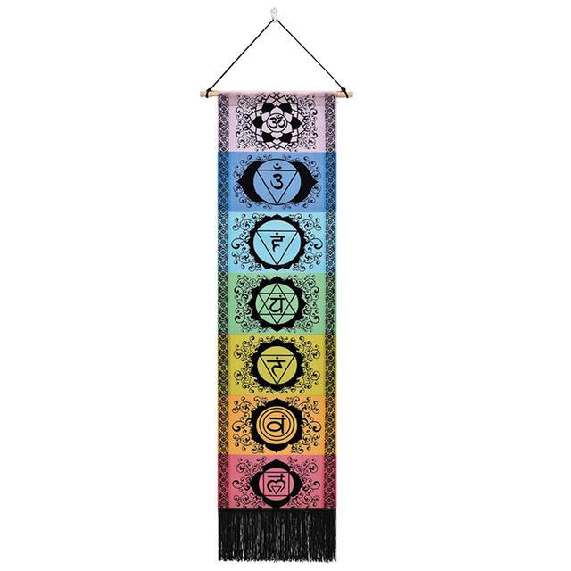 Seven Chakra Tapestry Vertical Wall Hanging Tree of Life Tapestry Tassel Yoga Meditation Tapestry for Bedroom Living Decoration