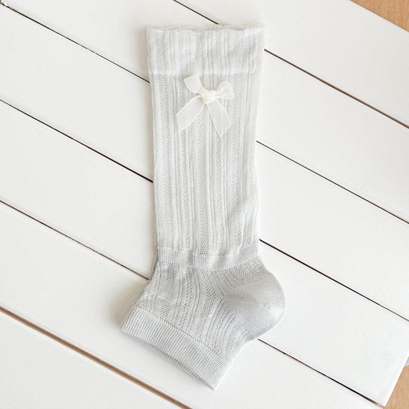 Lace Bow Calf Socks Cover Women'S Summer Thin Transparent Stepping Foot Stacking Socks Vertical Pattern Cold Jk Half Sole Leg Cover