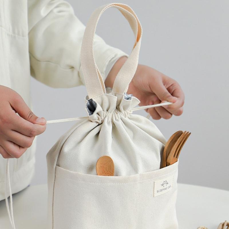 Утолщенный алюминиевый термо-бенто бокс-тоут, стильная и прочная холщовая сумка для ланча, стильная для пикников и путешествий