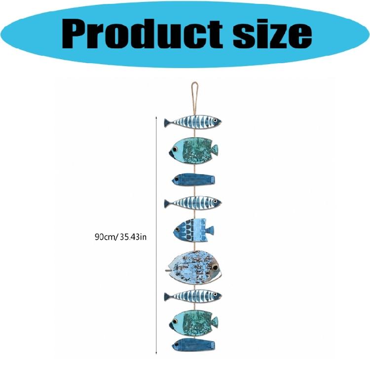 Multicolor Distressed Fish Wall Sculpture Decors, Painted Wooden Beach Coastal Hanging Sign for Bathroom Bedroom Living Room Entryway