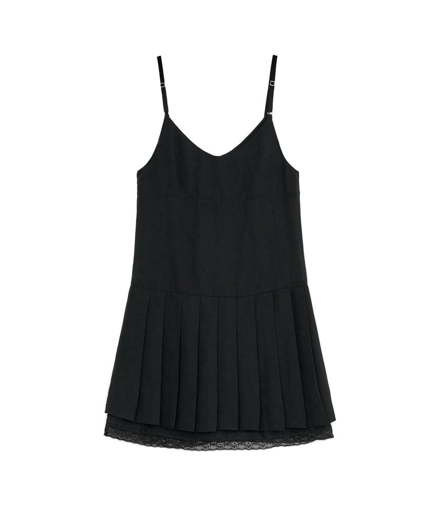 Sunburn Project Lace Pleats Midi One-Piece, Black