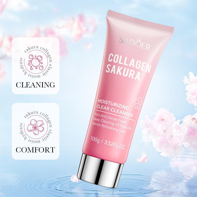 Очищающее средство с коллагеном Cherry Blossom Глубоко очищающее очищающее средство Уход за лицом