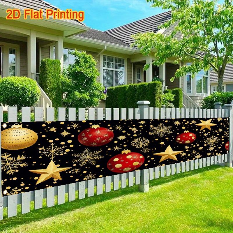 Christmas Bells Banner, Winter Holiday Party Design, Polyester Outdoor Garden Porch Fence Wall Indoor Christmas New Year Decoration