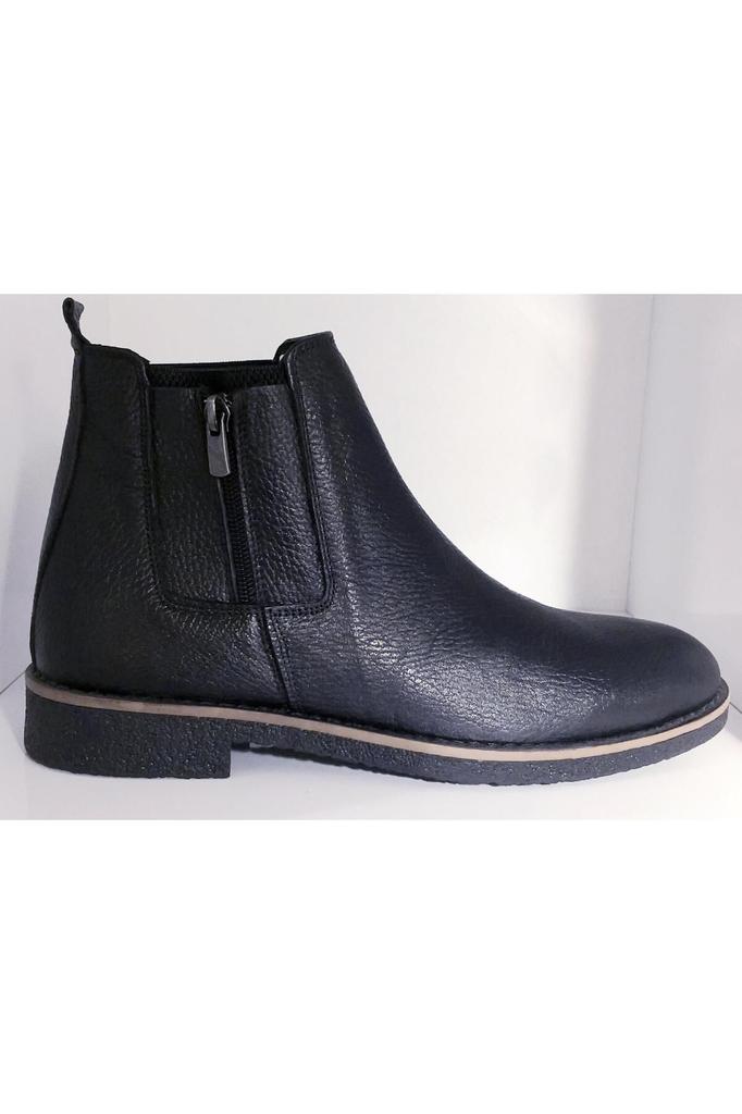 Men's Fashion Genuine Leather Flat Heeled Booties Bootie Thermo Sole Zipper Garnished Chelsea Boots Shoes