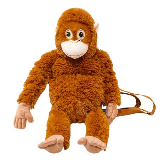 Realistic Gorilla Plush Toy Soft Stuffed Monkey with Movable Limbs & Detailed Fingers Convertible Backpack Shoulder Bag Cuddly Companion for Kids