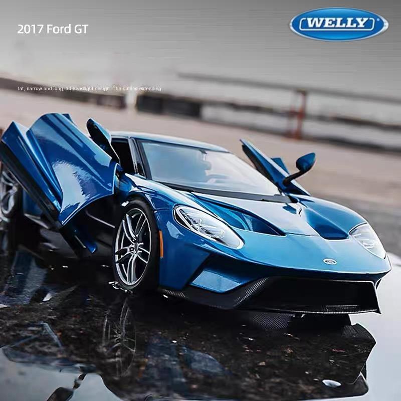 Welly 1/24 Ford GT 2017 Суперкар Модель автомобиля из сплава Литые игрушечные транспортные средства Моделирование Хобби Коллекционные игрушки для автомобилей Подарок на день рождения для детей