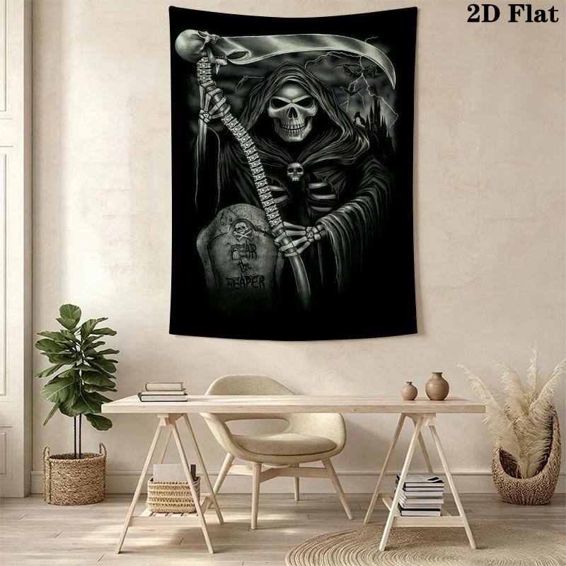 Dark Reaper Fiery Messenger Tapestry Background Cloth Fashion Print Christmas Gift Work Of Art Atmospheric Background Cloth