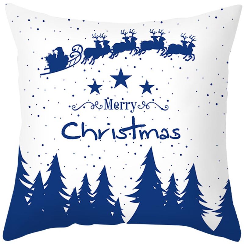 Украшение дома, рождественский синий комплект подушек с принтом из полистихов, скандинавский современный новогодний комплект декоративных подушек, Funda de Almohada
