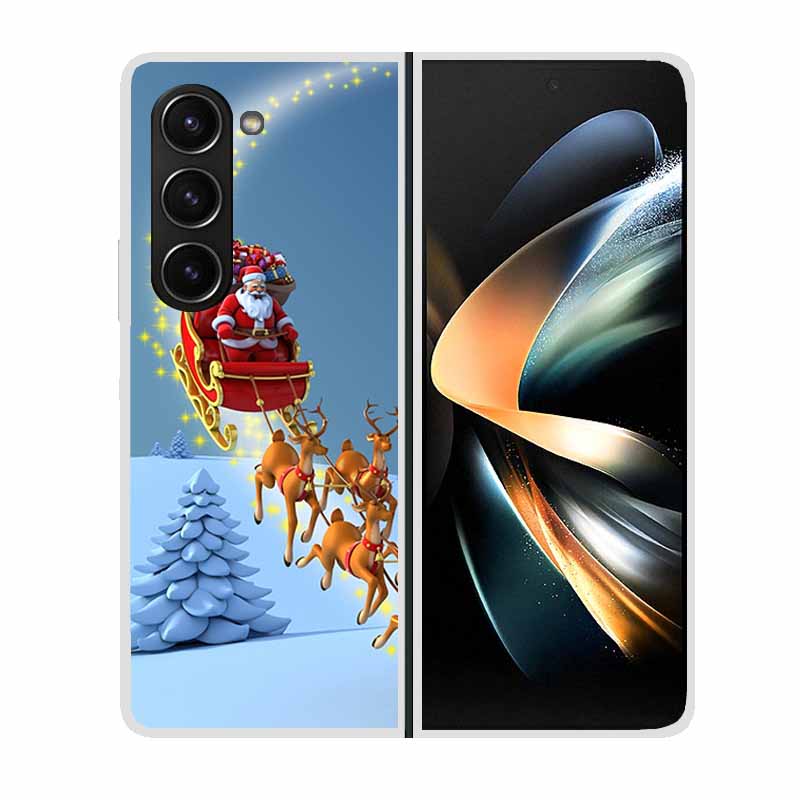 Christmas Cover For Samsung Galaxy Z Fold 5 5G Cases ZFold3 4 2 Clear Plastic Hard Back Cases For Samsung Z Fold 3 Phone Covers