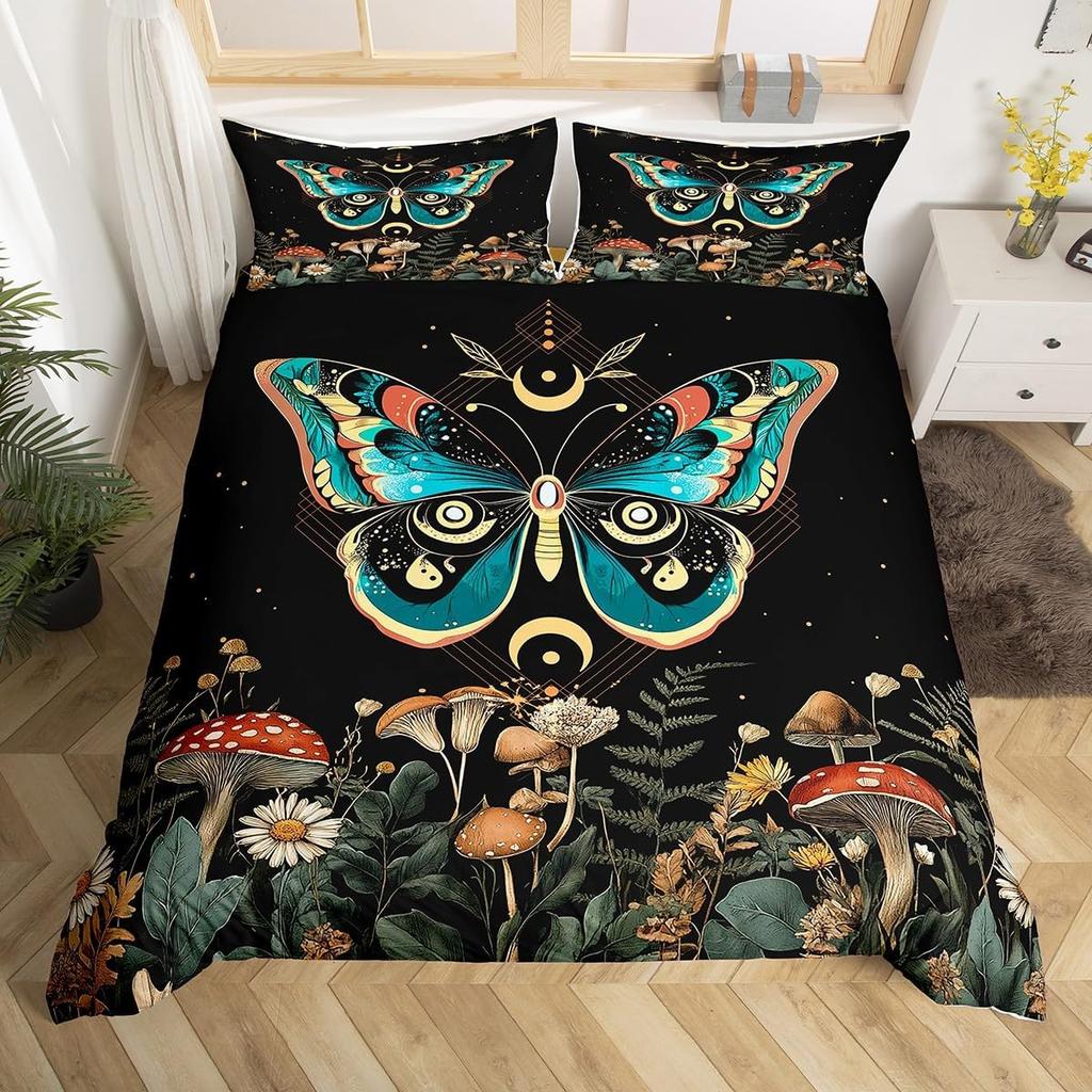 Comforter Boho Butterfly Twin Kingstar Moon Starry Sky Galaxy Bedding Set For Boy Girlcute Mushroom Daisy Flower