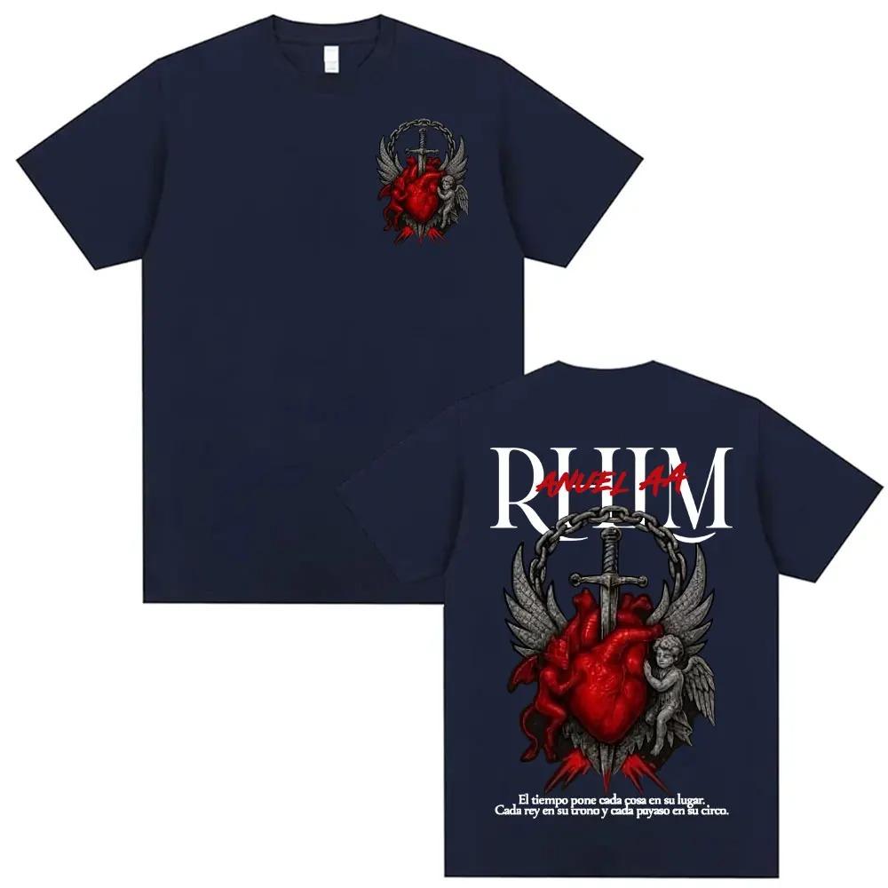 Rapper Anuel AA Rhlm 2 Album Tour Graphic T-shirts Men's Clothing Oversized Hip Hop Short Sleeve Unisex sweatshirt Women hoodies