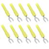 10pcs Fork Spade Wire Connectors Brass Material 6mm 0.2in Y Type 4mm 0.2in Hole Banana Plug 30Vac‑60Vdc Maximum.10A