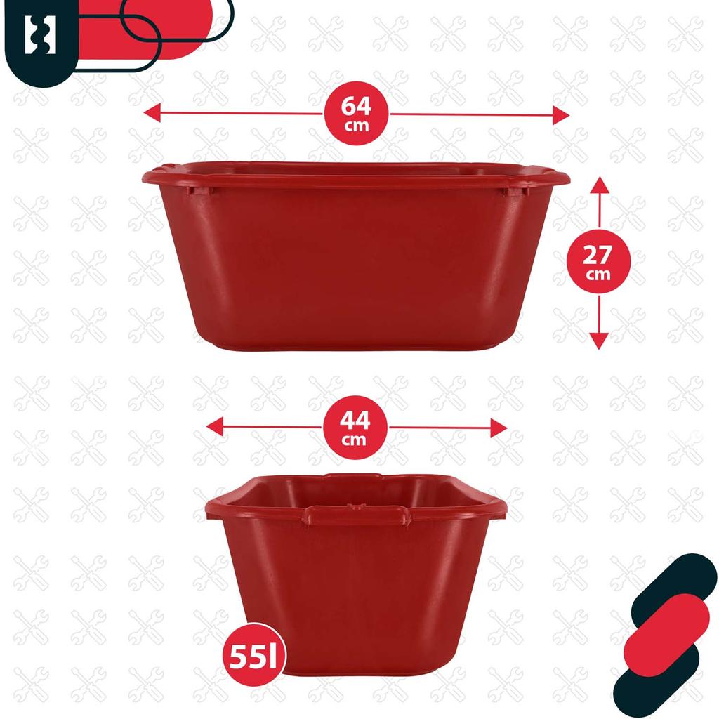 KOTARBAU® Rectangular Garden Construction Container Mortar Container 55 L Red Set of 3