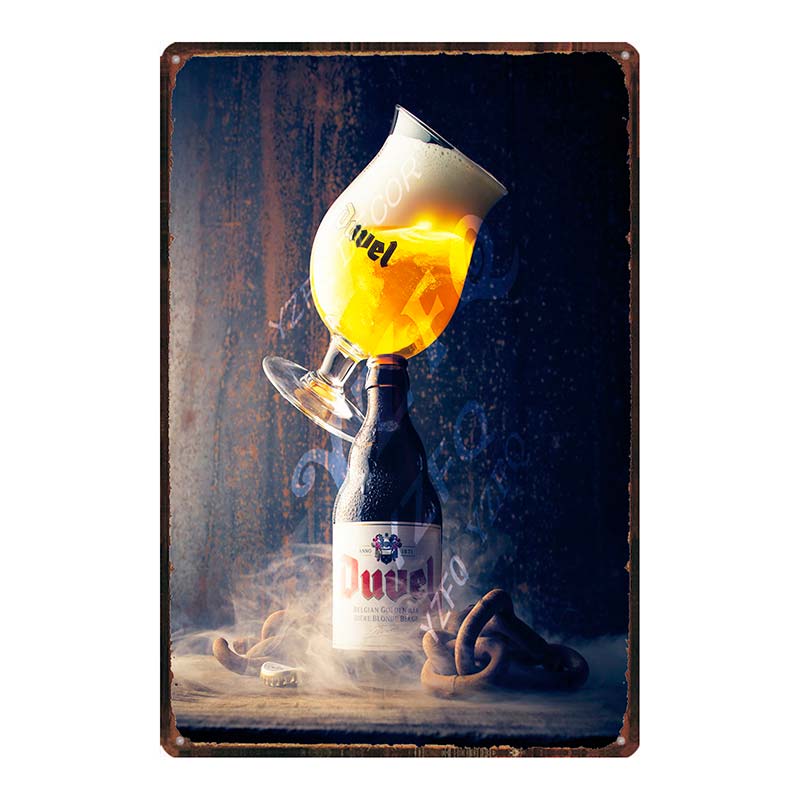 YZFQБельгийское пиво Duvel Жестяные металлические знаки Табличка Винтажный Музыкальный Бар Ресторан Дом Мужская берлога Декор Настенные наклейки DU-7713B