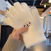 Cute Stretch Thicken Knitted Full Finger Women's Gloves Skiing Gloves Touch Screen