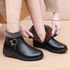 Fashion Casual Side Zip Pu Ankle Boots Women 2025 Winter Warm Short Plush Non Slip Mom's Shoes Vintage Soft Faux Fur Wedge Heel Booties