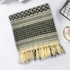 Plaid Print Shawl with Fringed Edges Jacquard Sun Sand Wind Protection Ethnic Style Scarf Men Women Outdoor Shawl