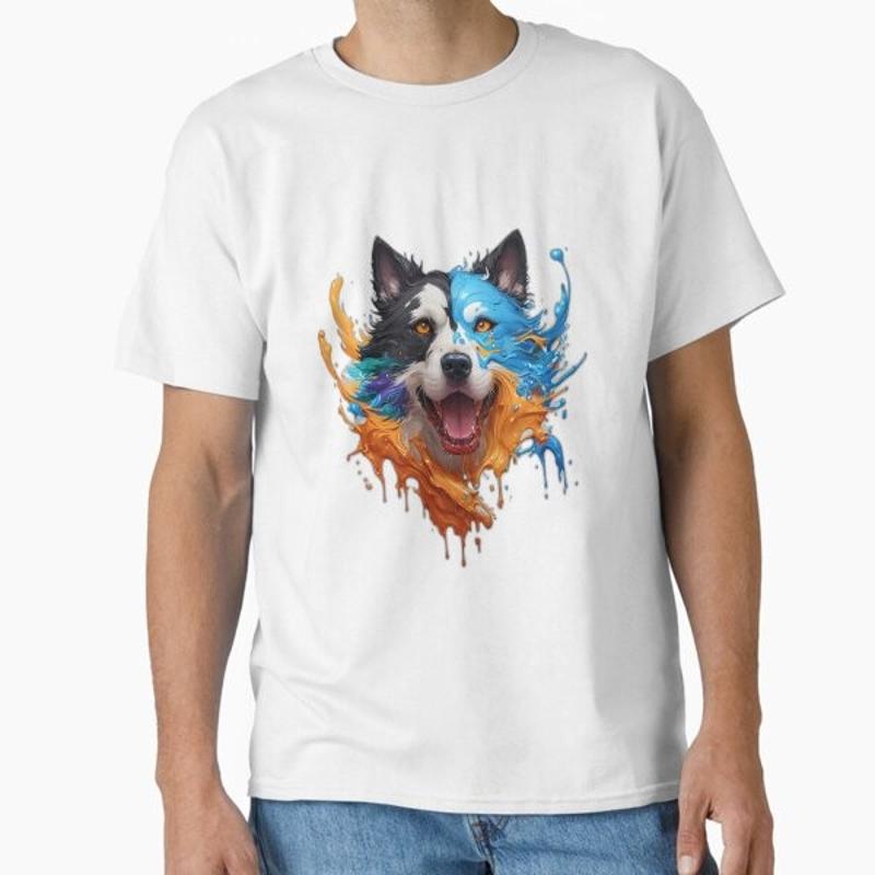 Футболка с принтом 'Splash Art Dog Classic' Сделано в США АУ Размер S 2XL