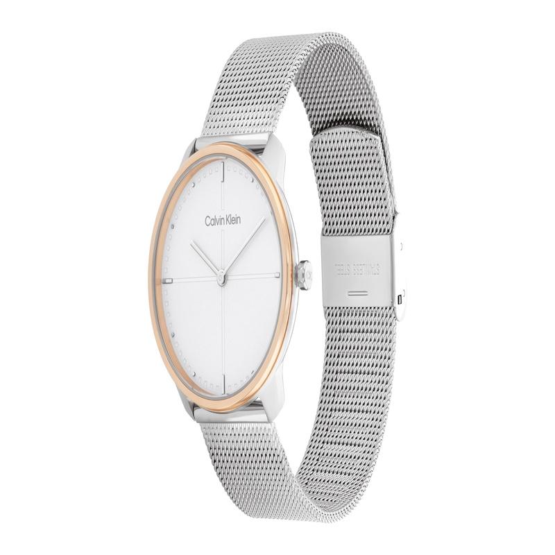 CALVIN KLEIN Eternal Series Watch Quartz Movement Stainless Steel Strap White Dial Women's Watch Available Gift Box Simple Steel Chain 25200157