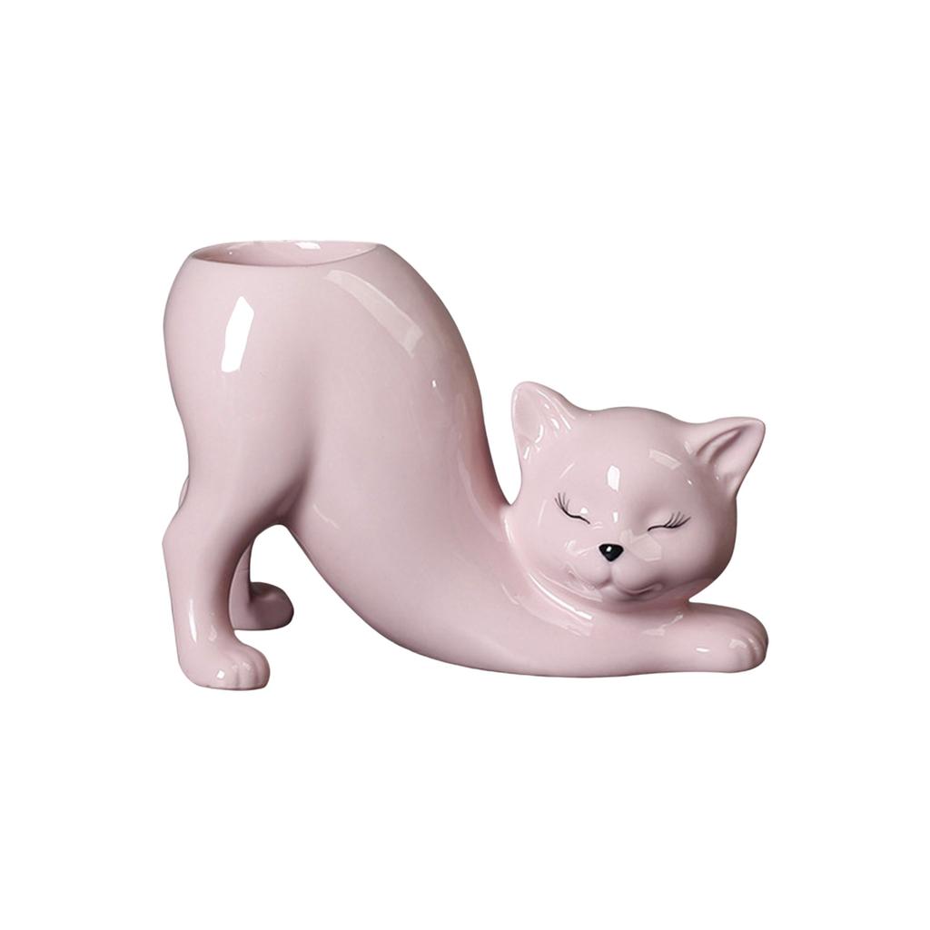 Ceramic Fleshy Plant Pot Cat Planter Plant Flowerpot Ornament for Fleshy Plant Cactuses Container for Home Balcony