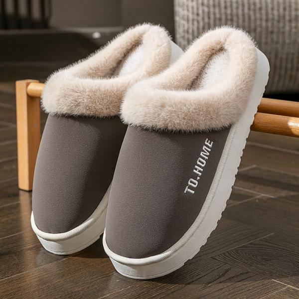 Thickened cotton slippers for women's autumn and winter indoor use warm and velvet dormitory wedding confinement hair slippers