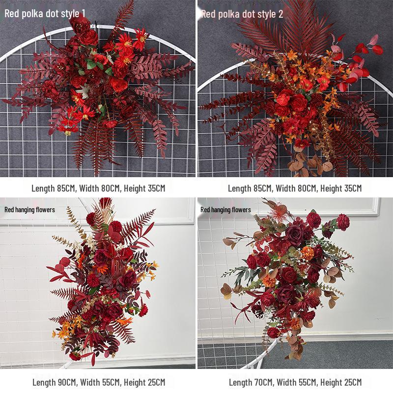 Свадебное цветочное оформление 2025: Сцена банкетного приема по случаю помолвки, Цветочные ряды для дороги/сцены, Цветы для арки, Искусственная имитация фона, Флористическое искусство.