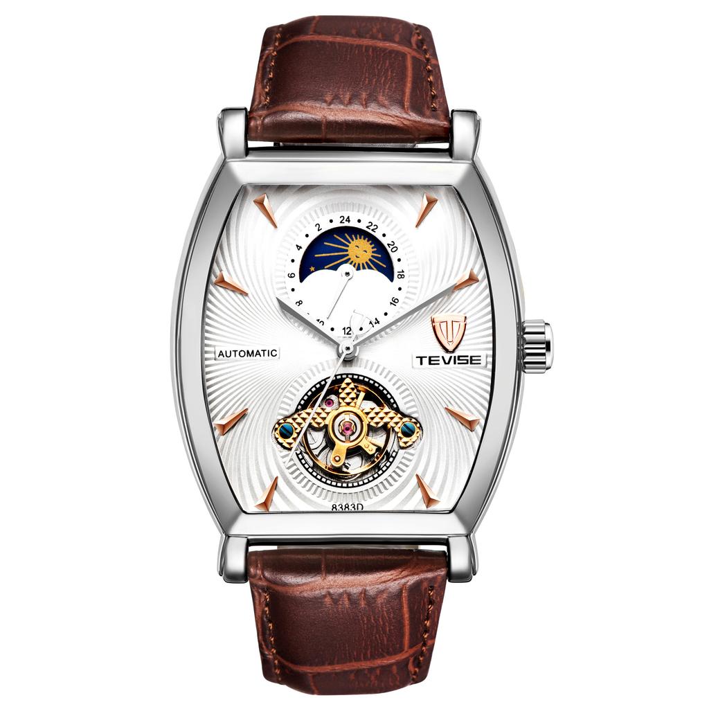 Кожаные часы TEVISE, новые модные часы STAR, мужские часы Wine Barrel