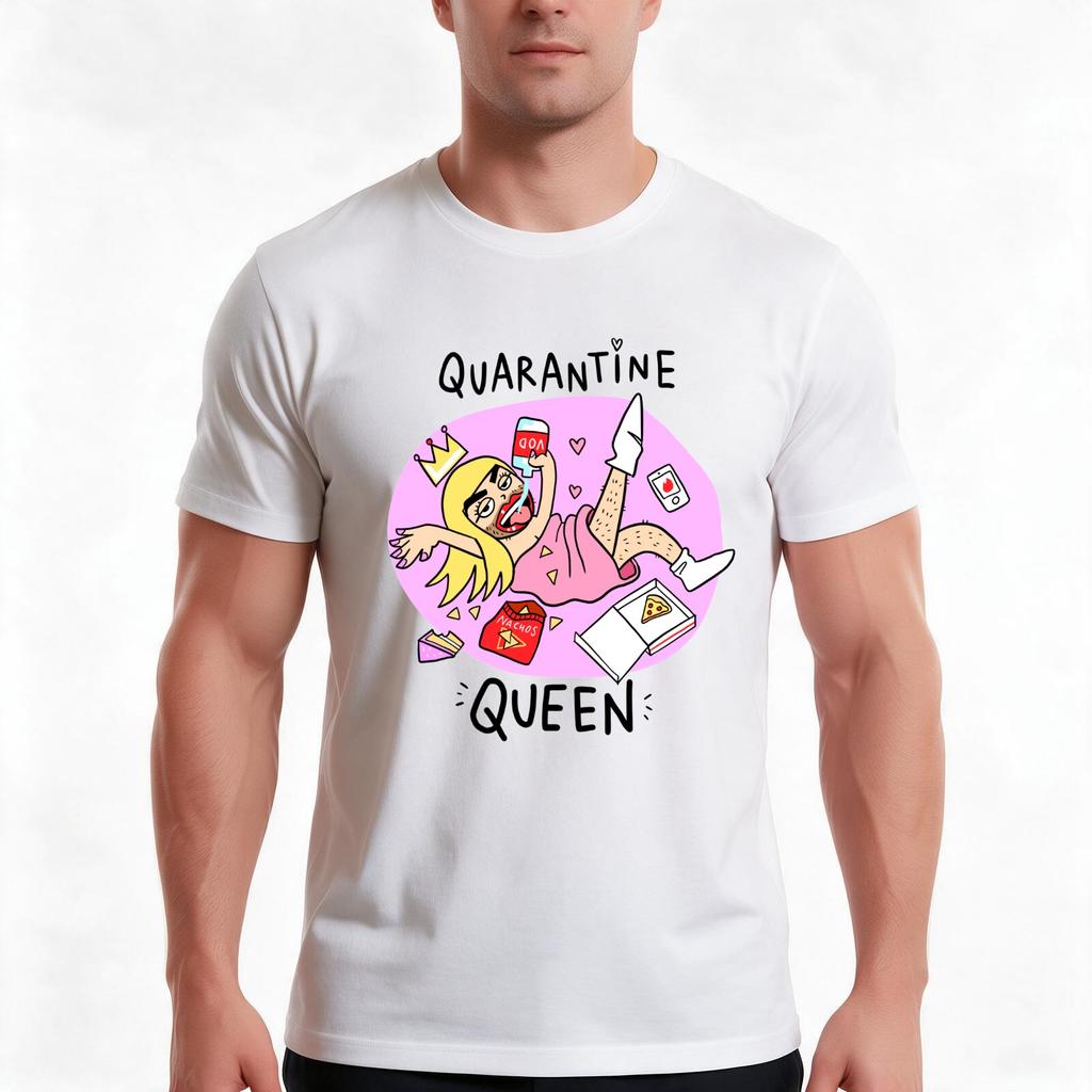 Quarantine Queen Tshirt Summer Casual Cotton Tee Oversized Streetwear Tops Vintage Graphic Print Loose Fit Short Sleeve