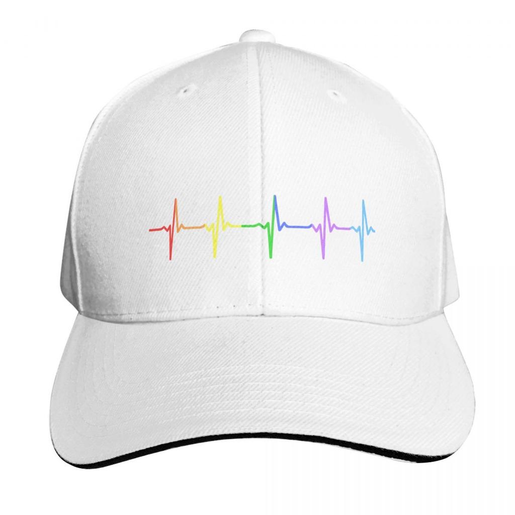 Rainbow Pulse Hearbeat LGBT Baseball Cap Trucker Hat New Hat Luxury Brand sailor cap for Unisex Unisex Womens